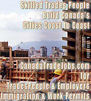 Photo skilled tradesmen working on condos near 12th & Cambie in Vancouver - skilled trades workers and employers assisted by Canada Work Permits - CLICK FOR experienced lawyers and business consultants Lowe  & Company 777 West Broadway 