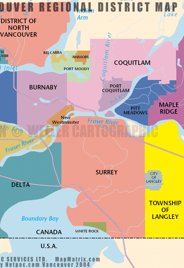 Map Of Metro Vancouver Formerly Known As GVRD Greater Vancouver 